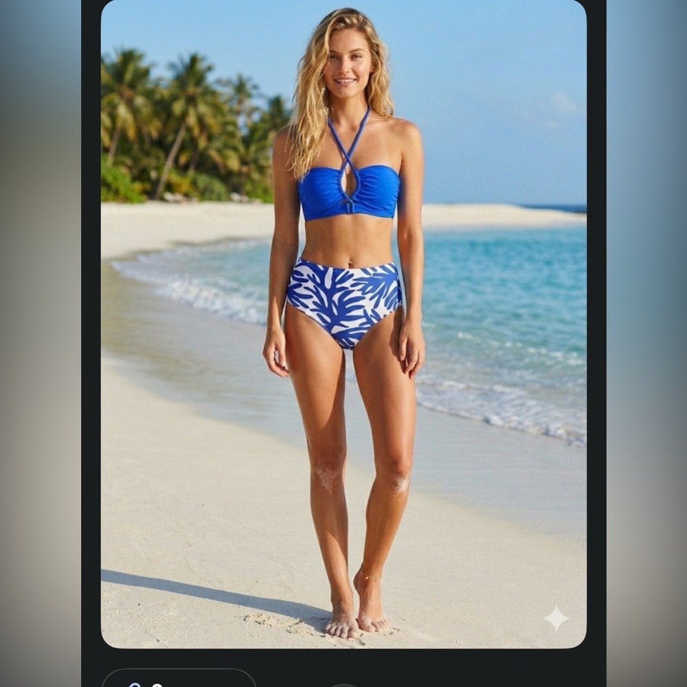 Shade & Shore Vibrant Blue and White Bikini